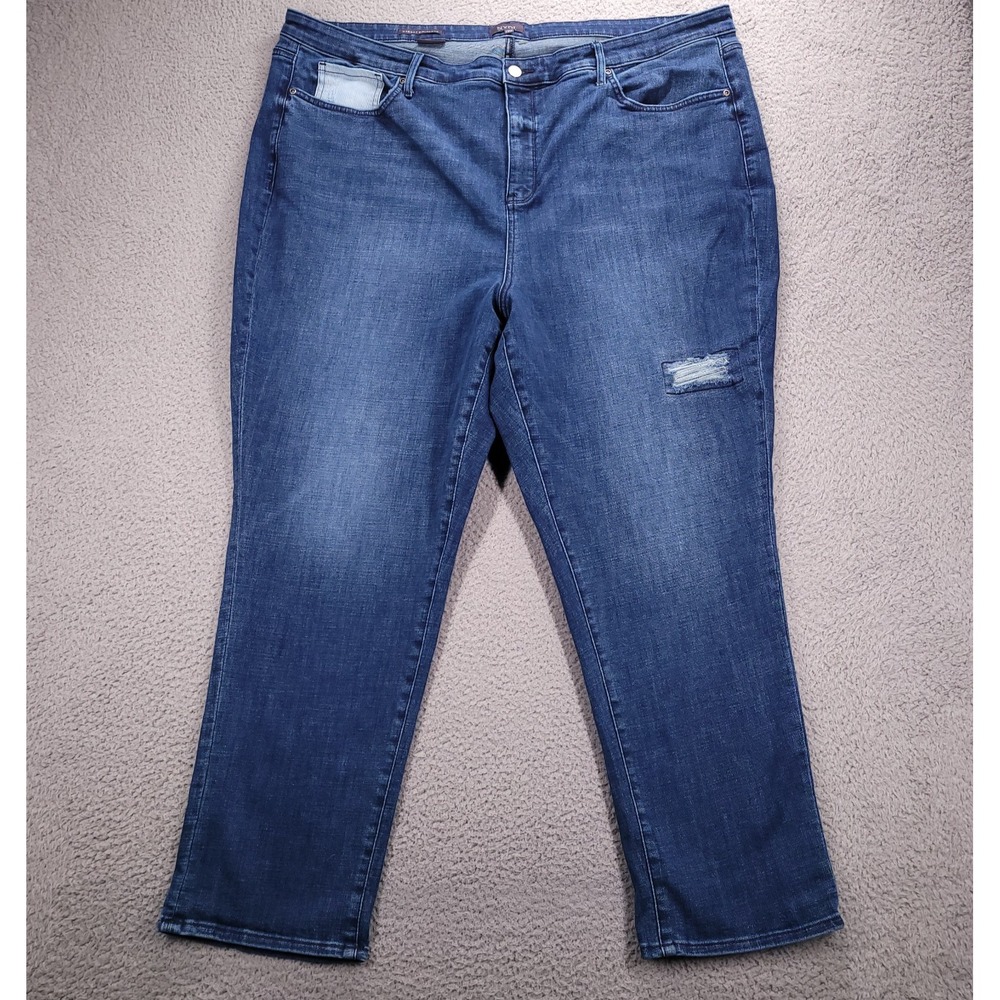 NYDJ Jeans Size 22W MARGOT Girlfriend Distressed Lift Tuck Stretch Denim